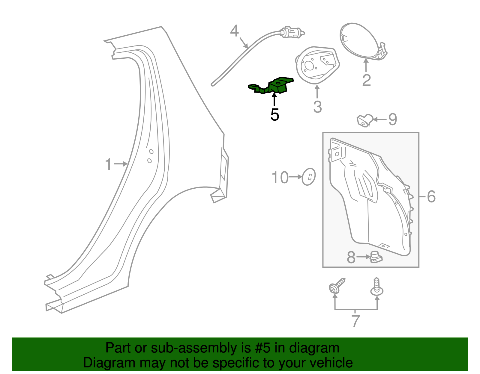 Deck Lid and Fuel Door Release Handles with Knob, Springs, Bracket, Washer, and Rivet - GM (96688522)