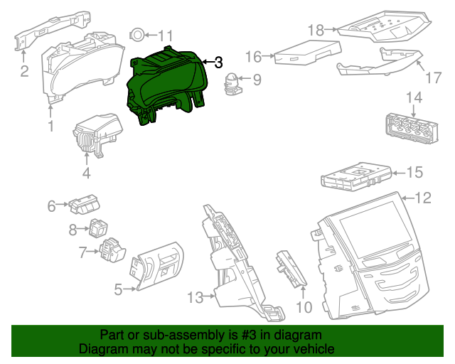 20142019 Cadillac CTS Piano Black Instrument Panel Cluster Trim Plate
