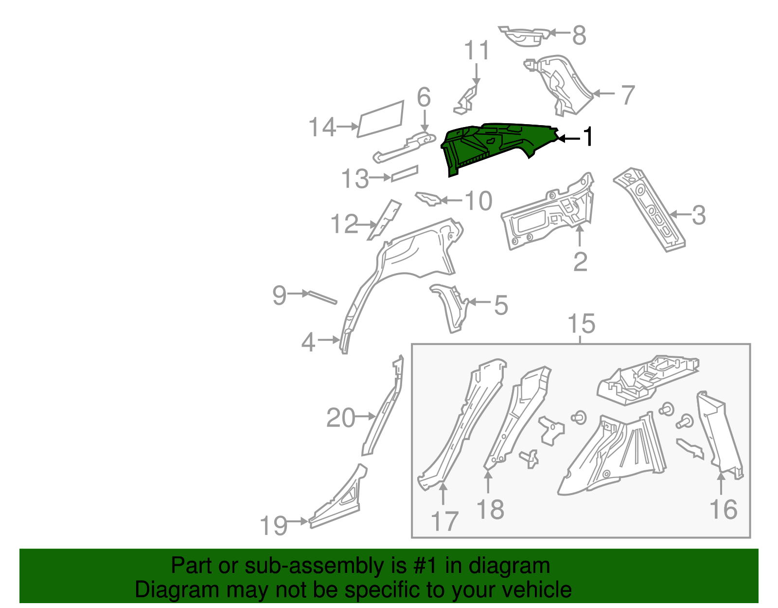 Driver Side Quarter Inner Panel - GM (84048814)