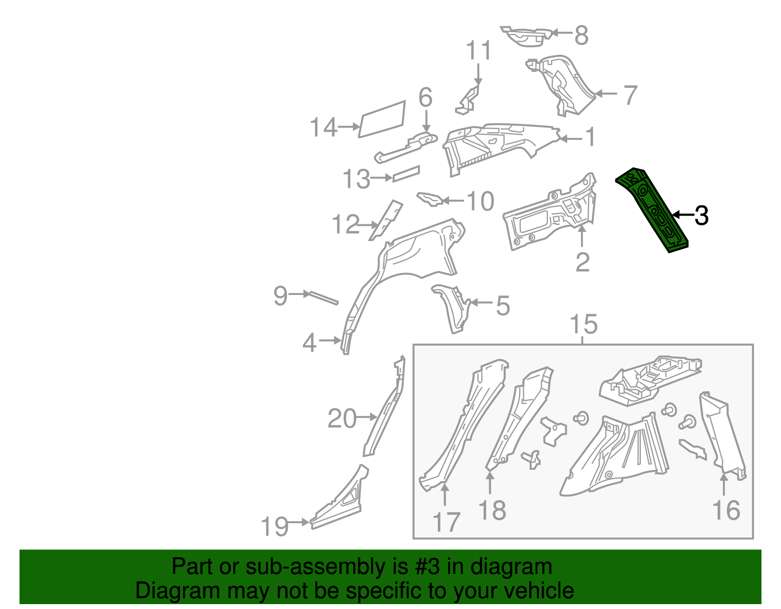Driver Side Quarter Panel Inner Brace - GM (84103764)