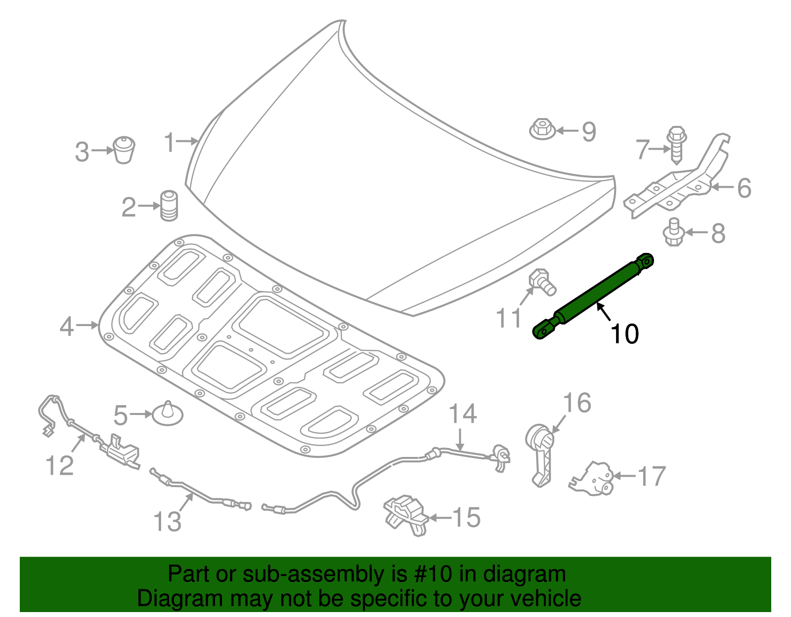 2011 Hyundai Sonata Front Bumper Pair Of Front Hood Lift Supports For 2015-2017 Hyundai Sonata - Left & Right Side Set (Replaces 81161C1001 & 81171C1001) Hood Shocks For My Car - Foto 8