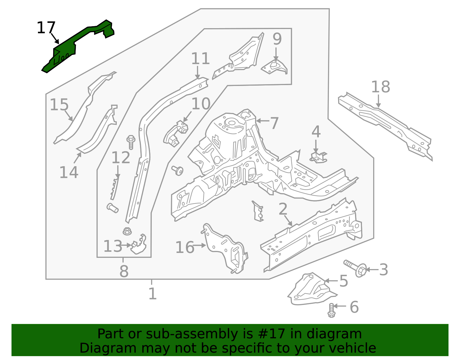 LJ6Z-7816155-A - Inner Reinforced 2020-2025 Ford Escape