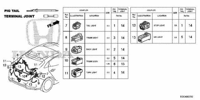 04321-T2A-306 - Connector (4P 060F) (5 Pieces) - 2013-2021 Honda ...