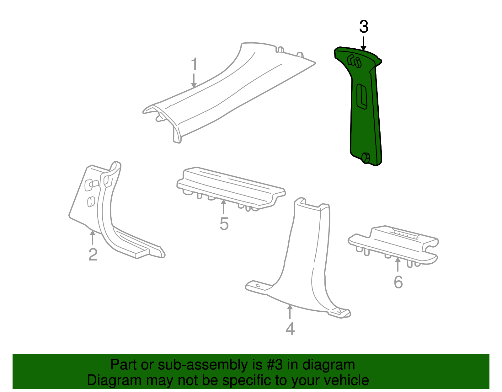 Upper Center Pillar Trim - Ford (YW4Z-5424357-AAA)