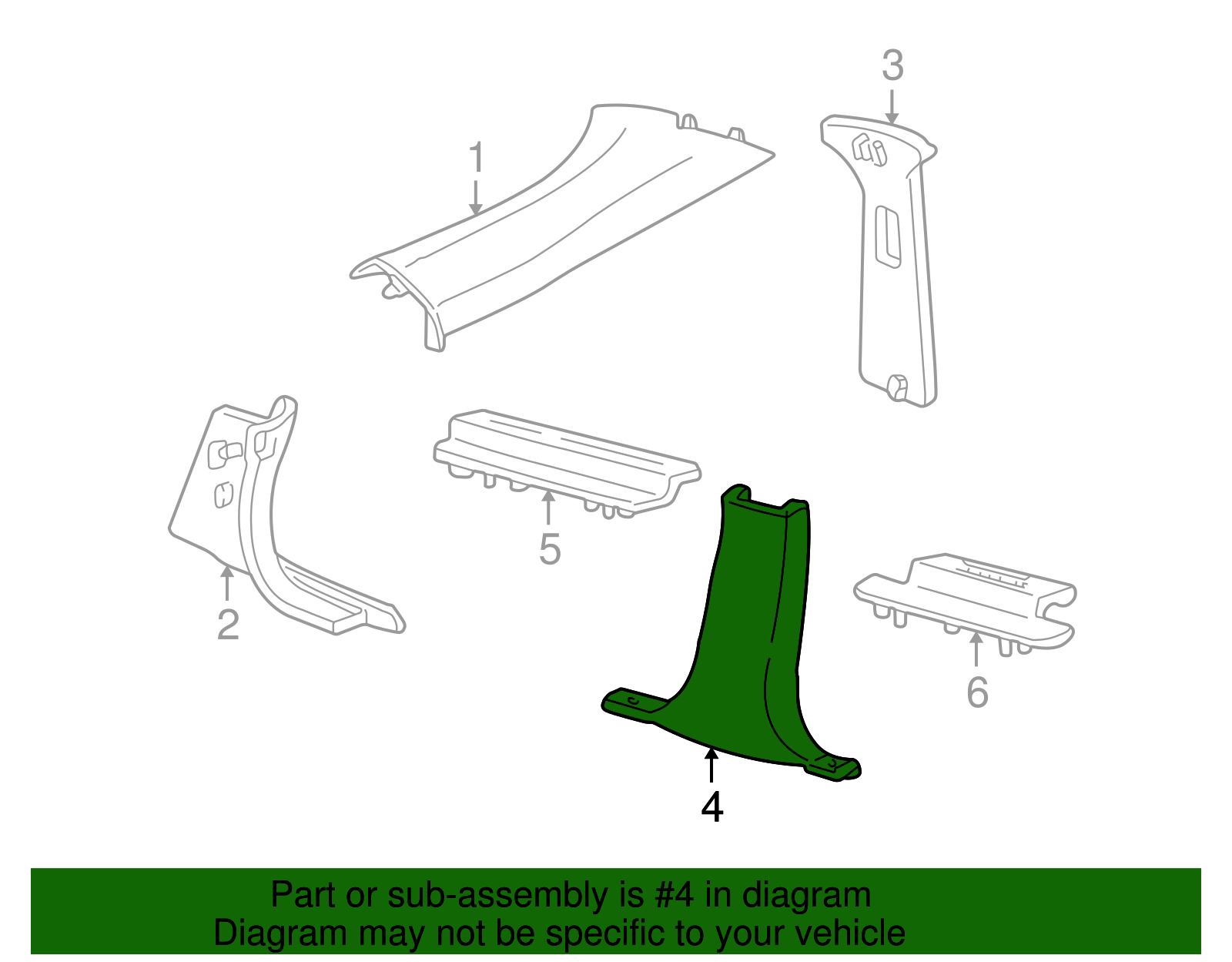 Lower Center Pillar Trim - Ford (XW4Z-5424346-AAB)