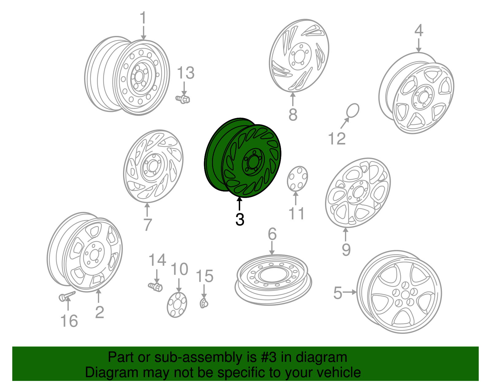Wheel Assembly, 15X6 - GM (90576046)