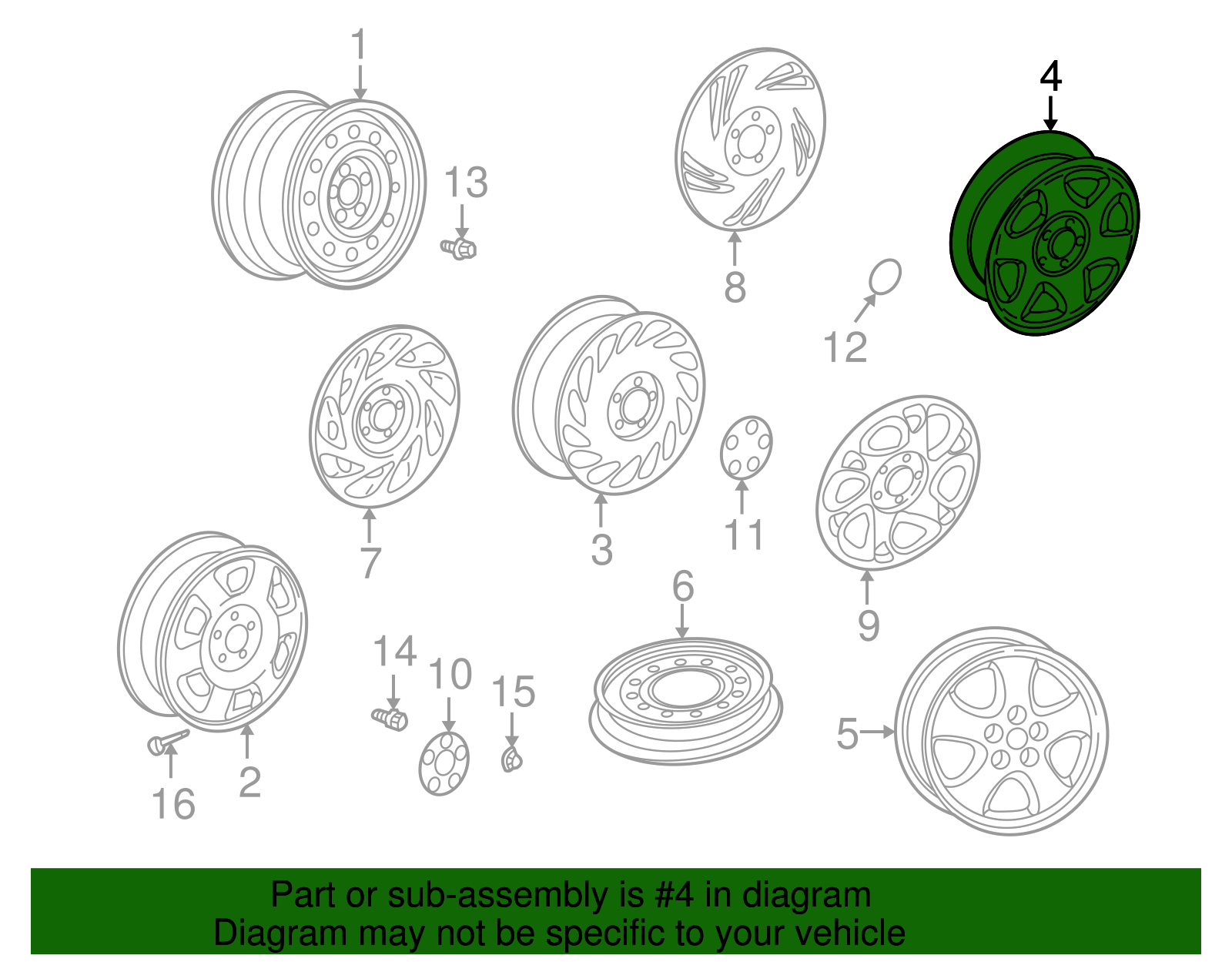 Wheel Assembly, 16X6.5 - GM (09594038)