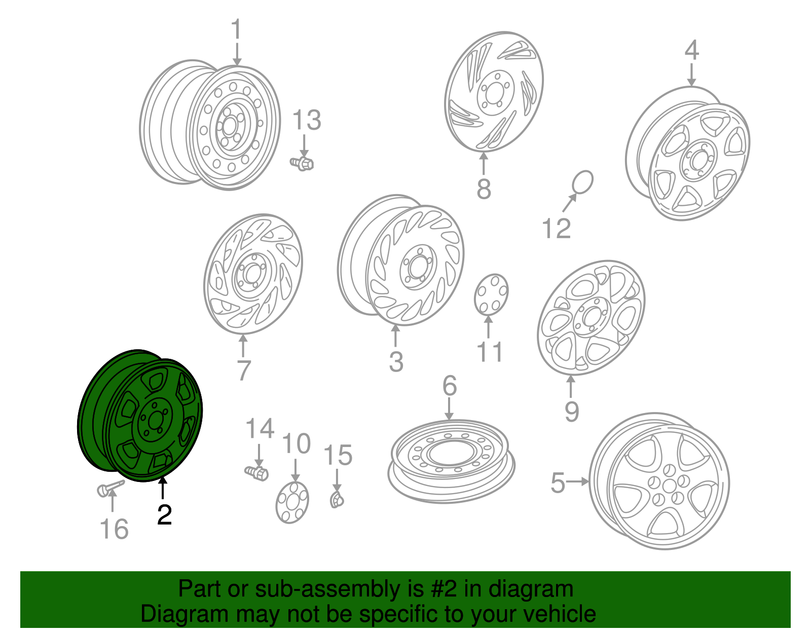 Wheel Assembly, 15X6 - GM (09594032)