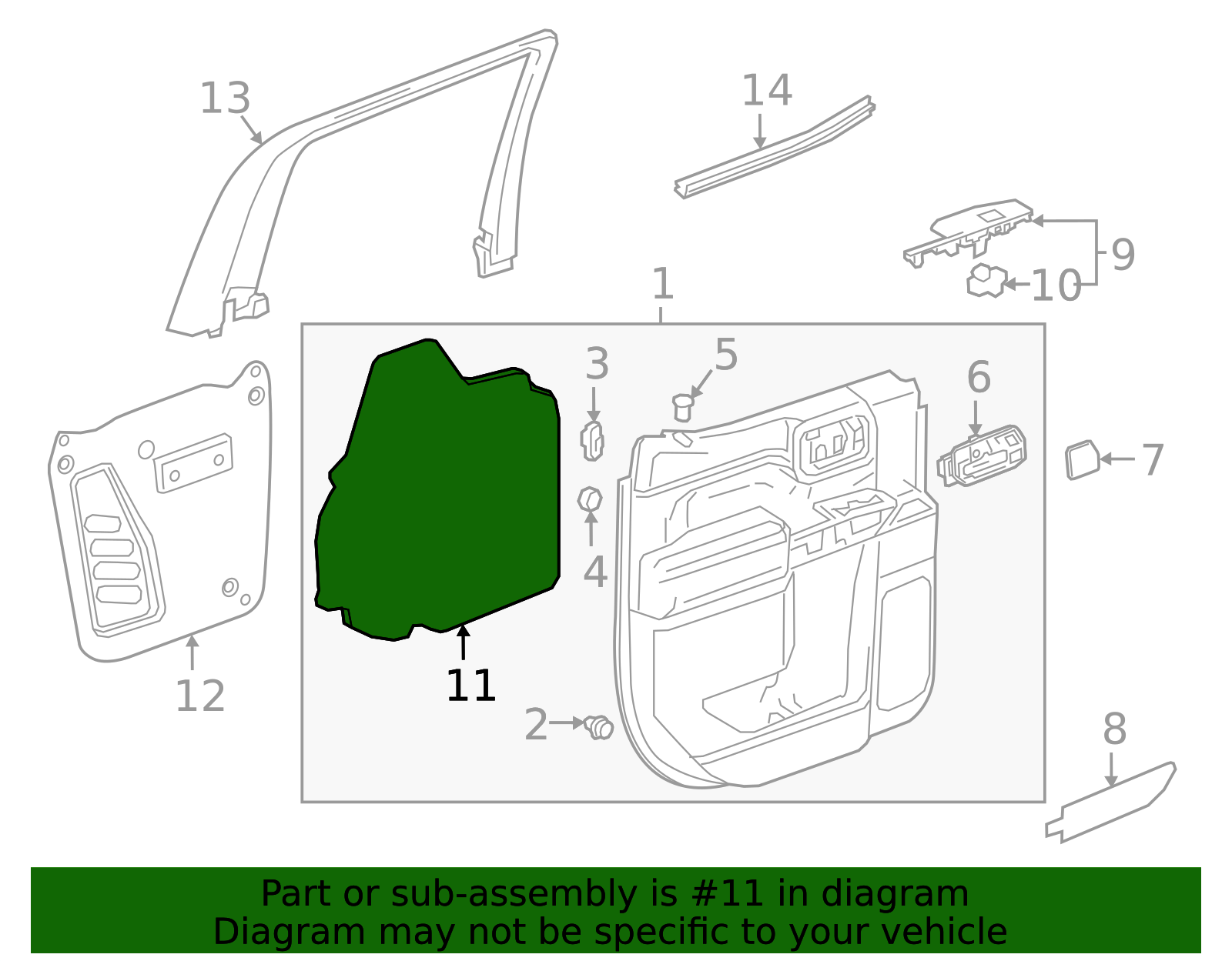Rear Driver Side Door Trim Lower Insulator - GM (84467905)