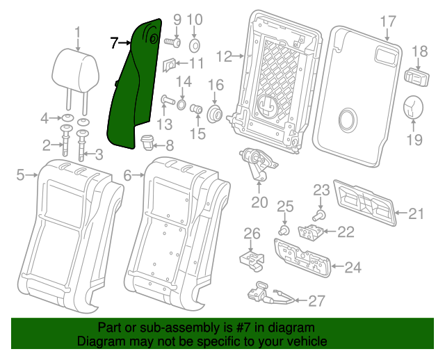 20172019 Buick Cascada Jet Black Rear Passenger Side Seat Back Side