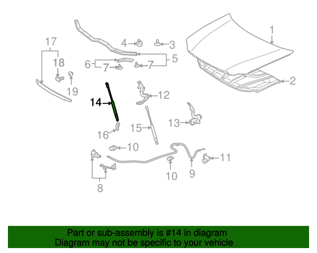 Genuine Toyota Parts 53440-AC030 Hood Lift Assembly Genuine Toyota Parts 53440-AC030 Hood Lift Assembly