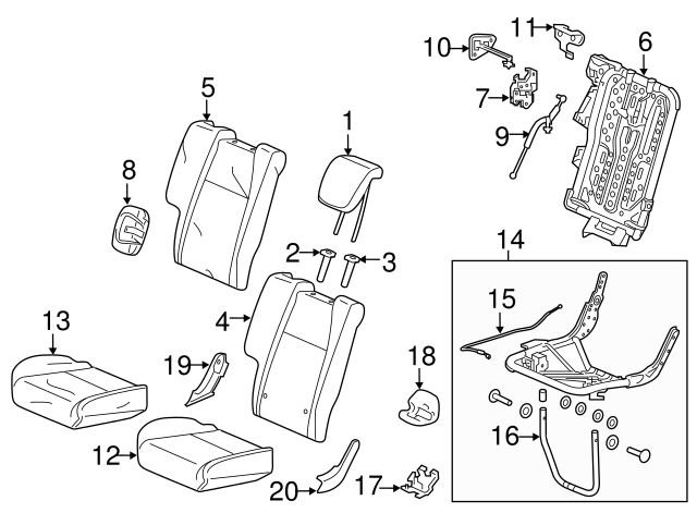Honda Genuine 82536-T5R-A11 Seat Cushion Frame