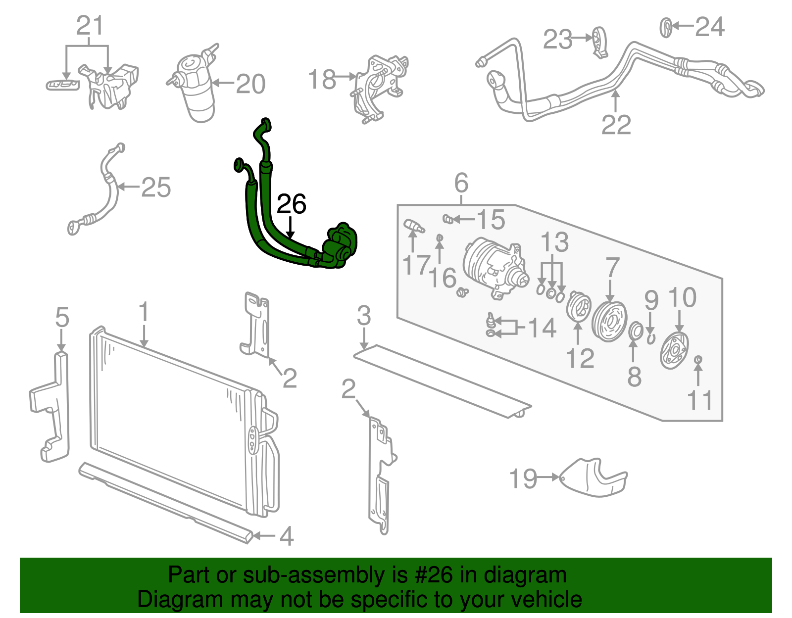 Air Conditioning Compressor and Condenser Hose Assembly - Buick (25758321)