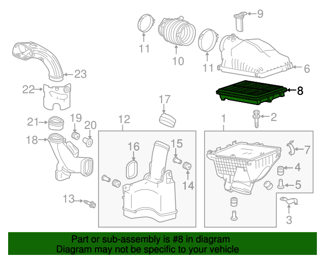 Genuine Element Assembly, Air Filter Cleaner for 20152020 Acura TLX