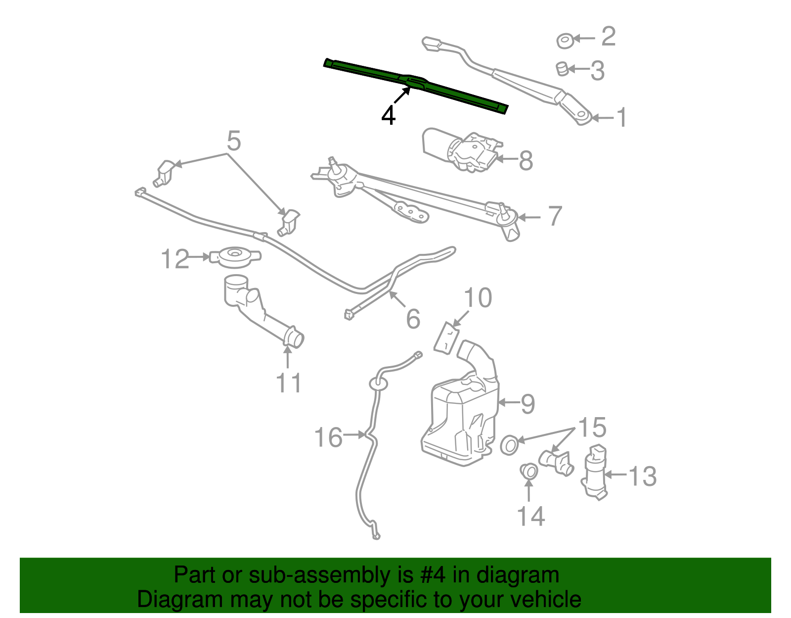 Passenger Side Windshield Wiper Blade - GM (19432584)