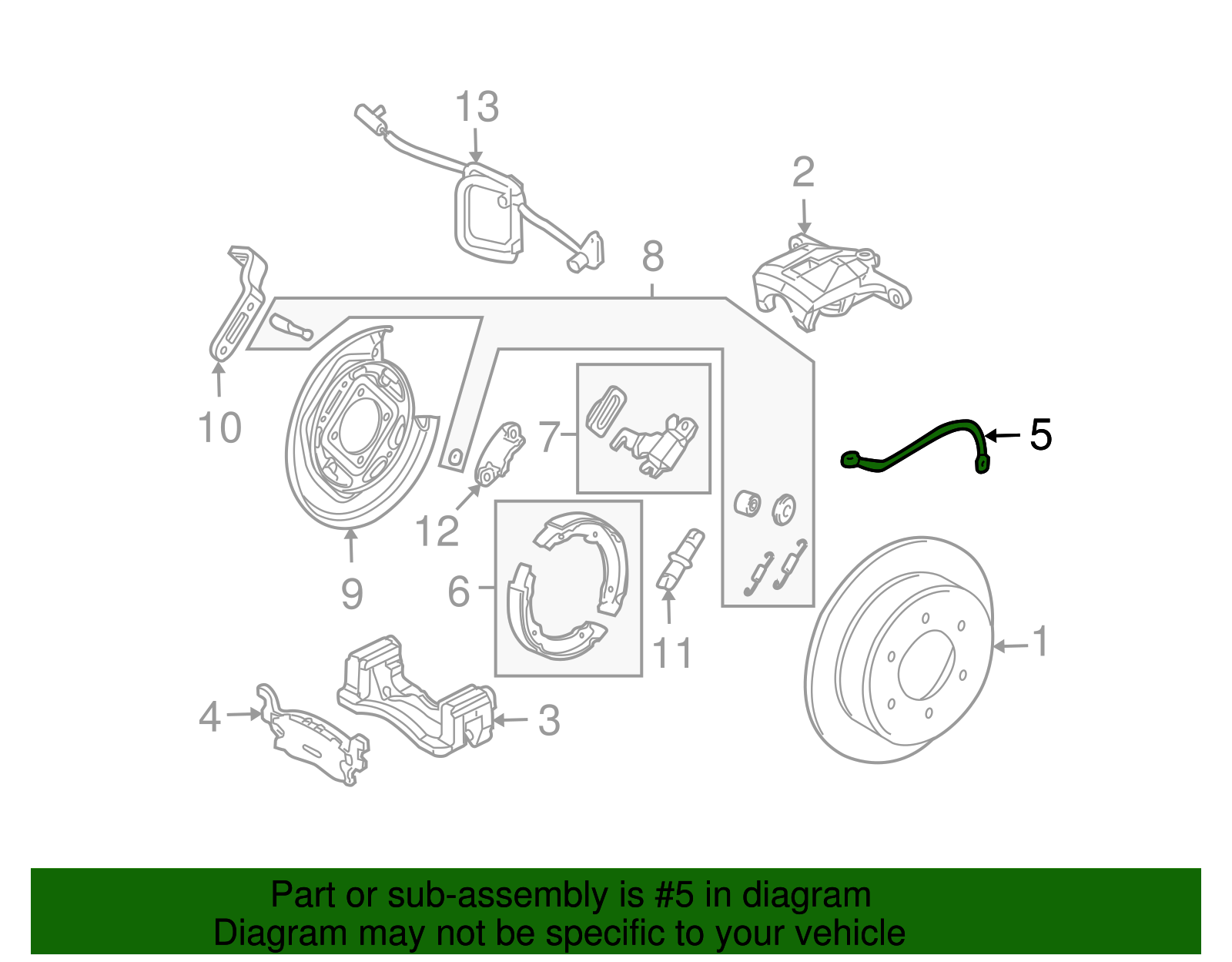 Rear Passenger Side Hydraulic Brake Hose Assembly - GM (94715839)