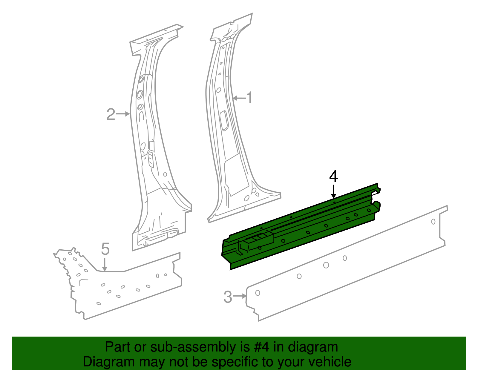 Passenger Side Front Outer Rocker Panel Reinforcement with Braces - GM (96847903)