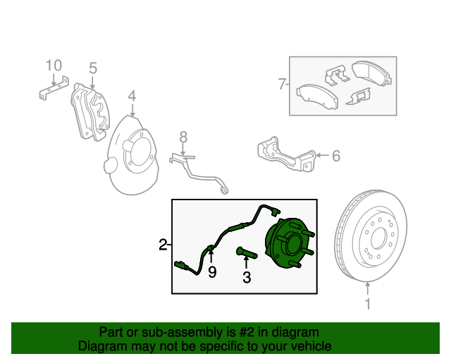 84856654 Front Wheel Hub and Bearing Assembly with Wheel Speed Sensor