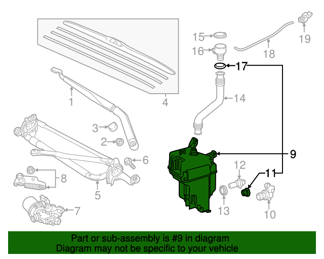 20142019 Toyota Highlander Washer Reservoir 853150E070 Toyota of