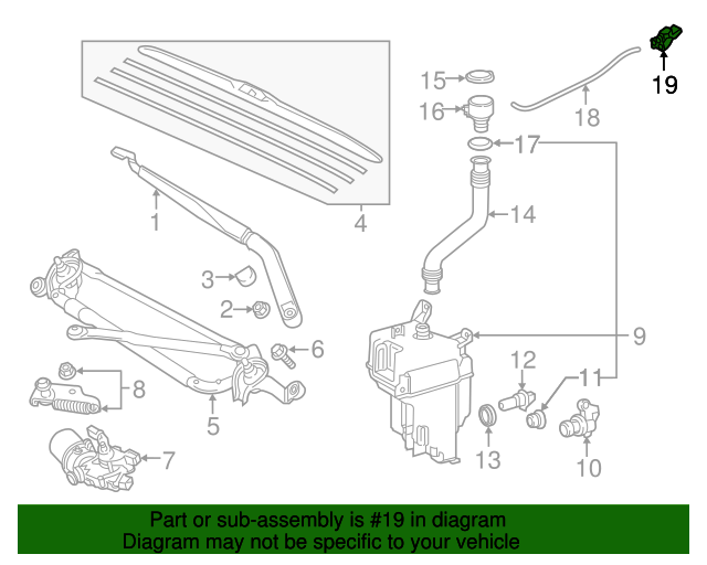 8538130220 Nozzle Front Washer R 20142021 Toyota OEM Genuine Toyota Parts