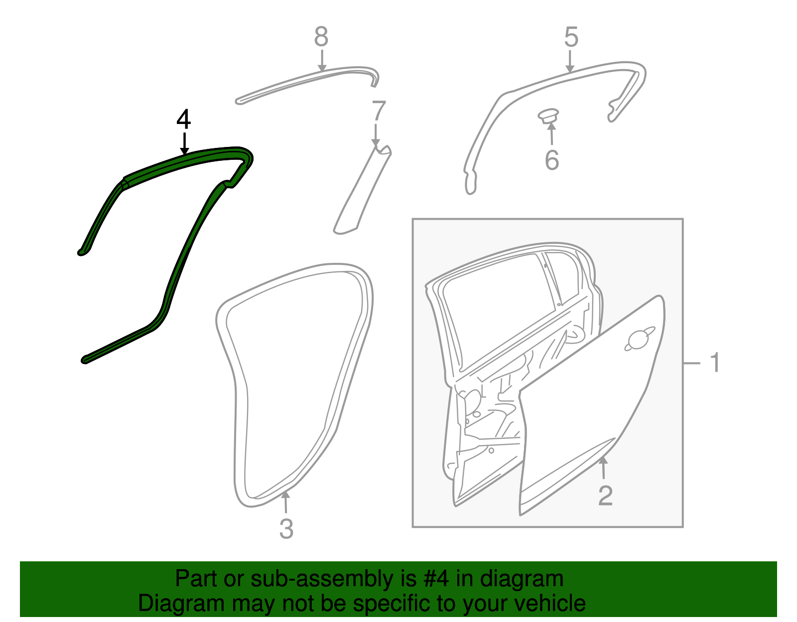 Weatherstrip-Rear S/D Upper Auxiliary - GM (92257475)