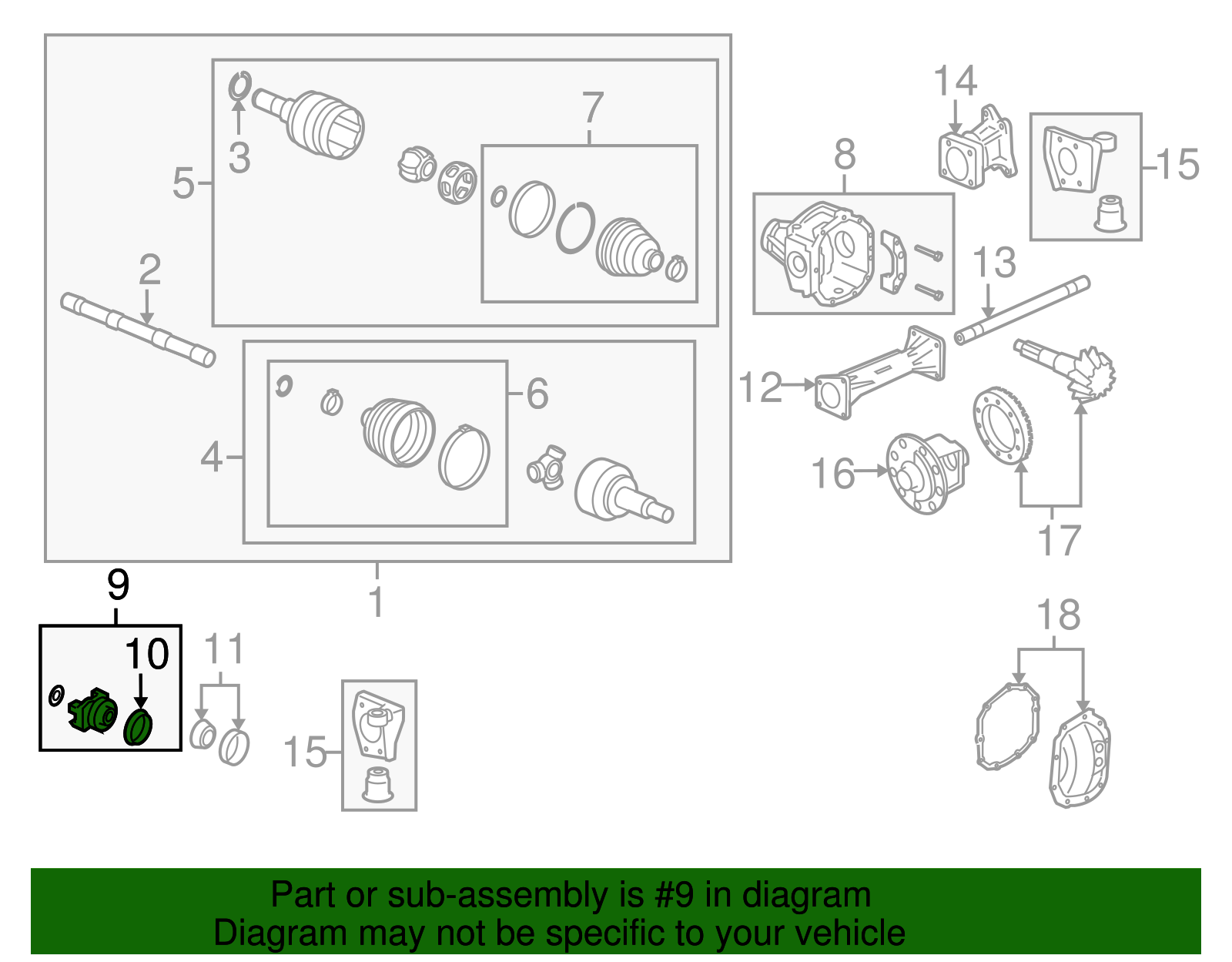 Front Differential Drive Pinion Gear Yoke - GM (88964494)