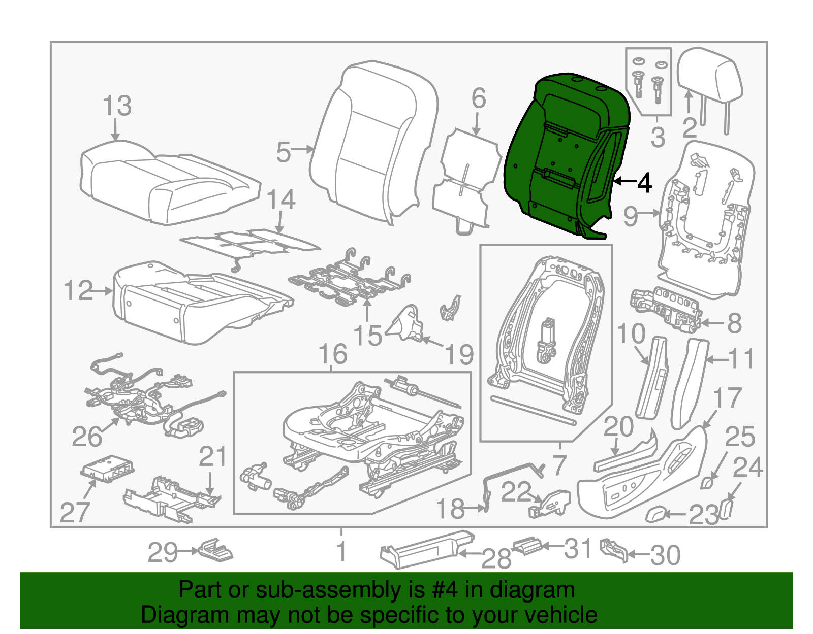 Driver Seat Back Pad - GM (84381551)