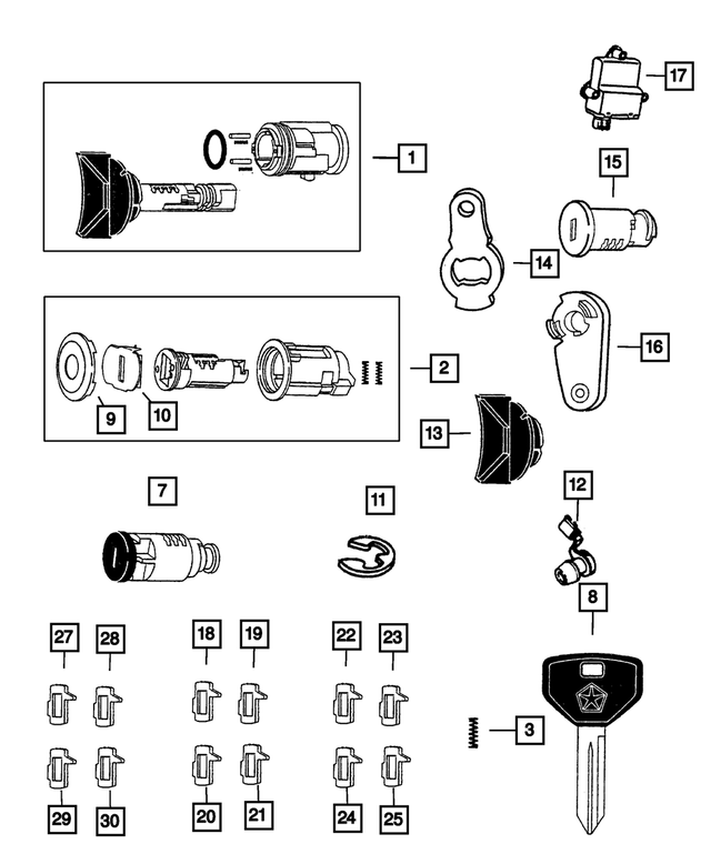 2001 Jeep Wrangler Master Key 5013809AA Mopar Estores