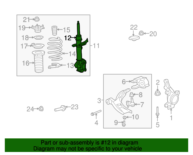 51605SWAA04 Shock Absorber Unit, R Front 20082009 Honda CRV