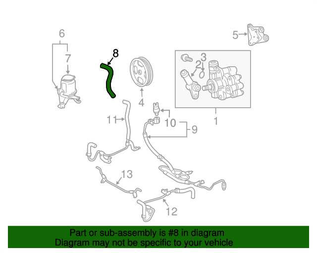 4434835250 Power Steering Suction Hose 20032009 Lexus GX470