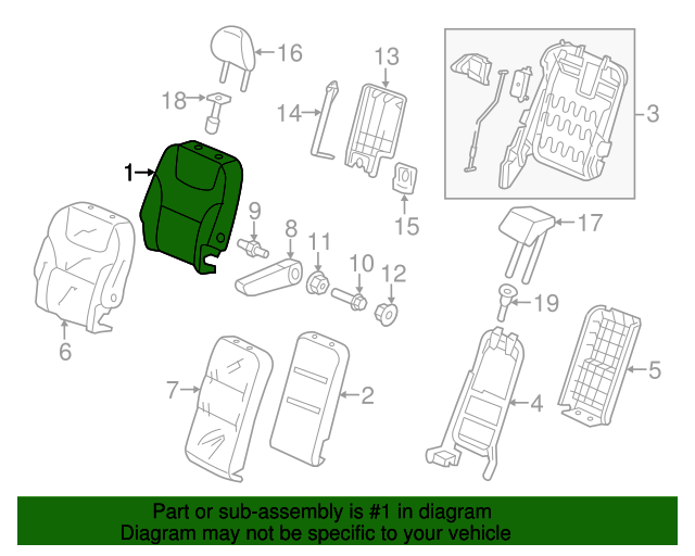 Genuine Honda 81722-TK8-A01 Left Middle Seat-Back Pad Genuine Honda 81722-TK8-A01 Left Middle Seat-Back Pad