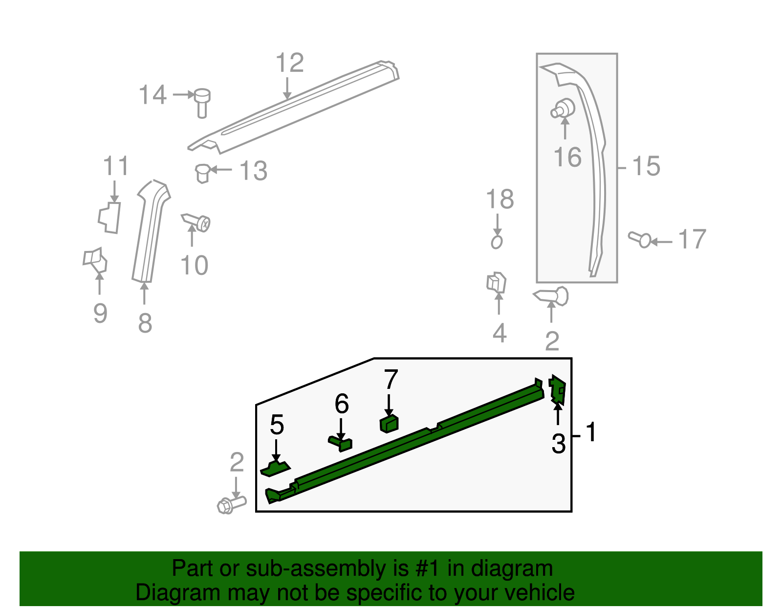 Dark Smoke Gray Passenger Side Rocker Panel Front Molding - GM (94734736)
