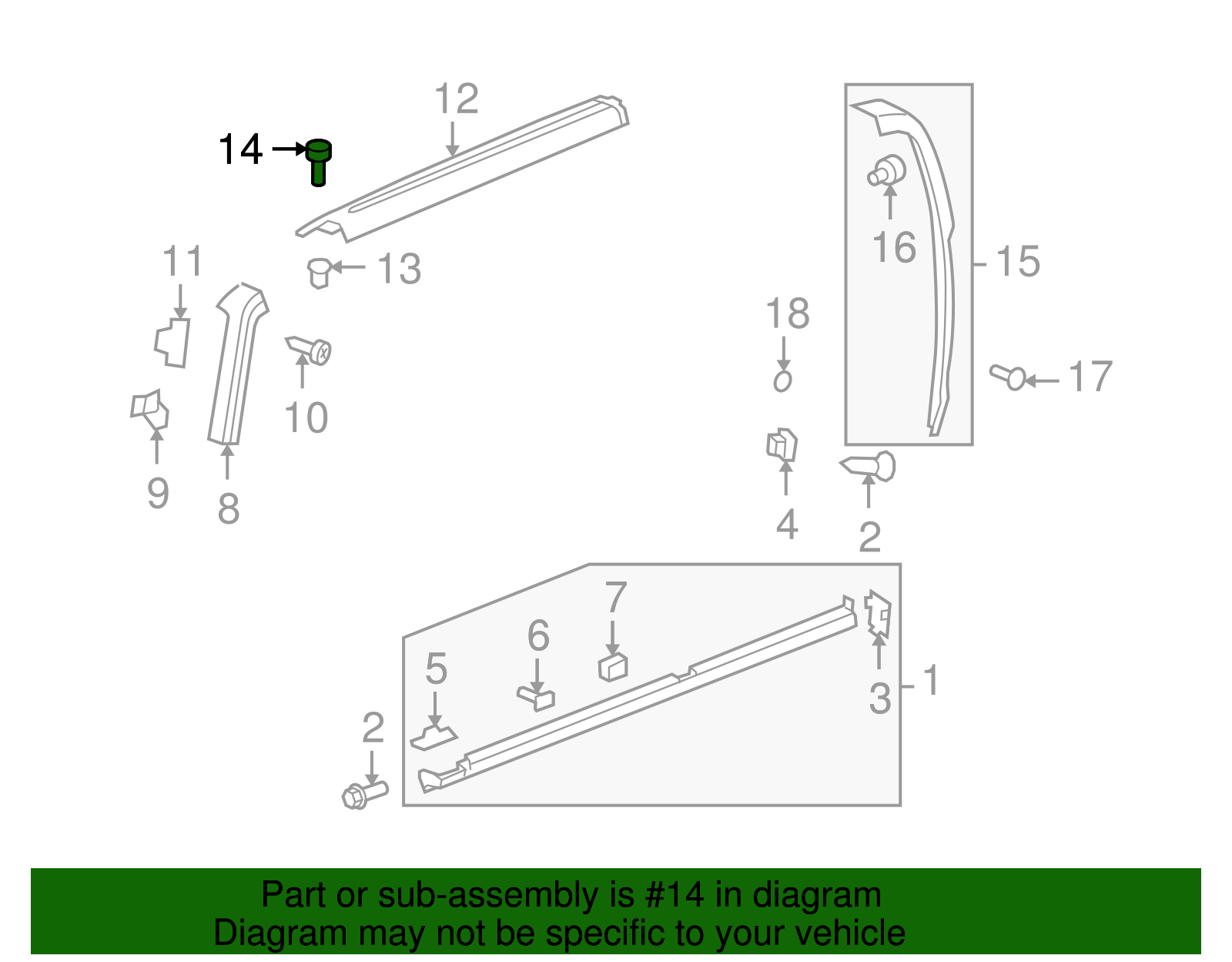 Luggage Carrier Side Rail Bolt - GM (11569959)