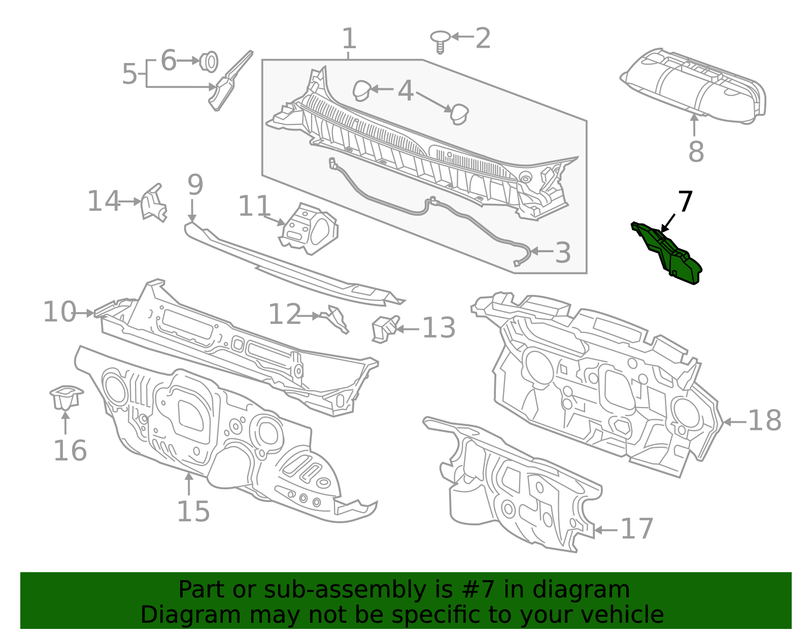 Driver Side Hood Rear Outer Air Inlet Seal - GM (84356951)