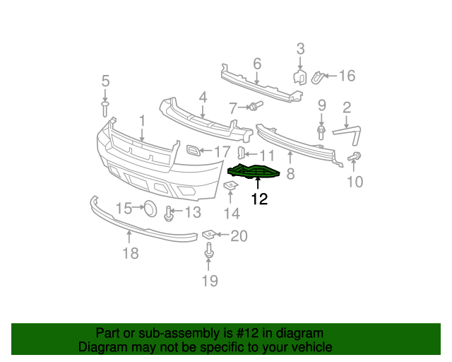 2007-2014 Chevrolet Passenger Side Front Bumper Outer Front Filler