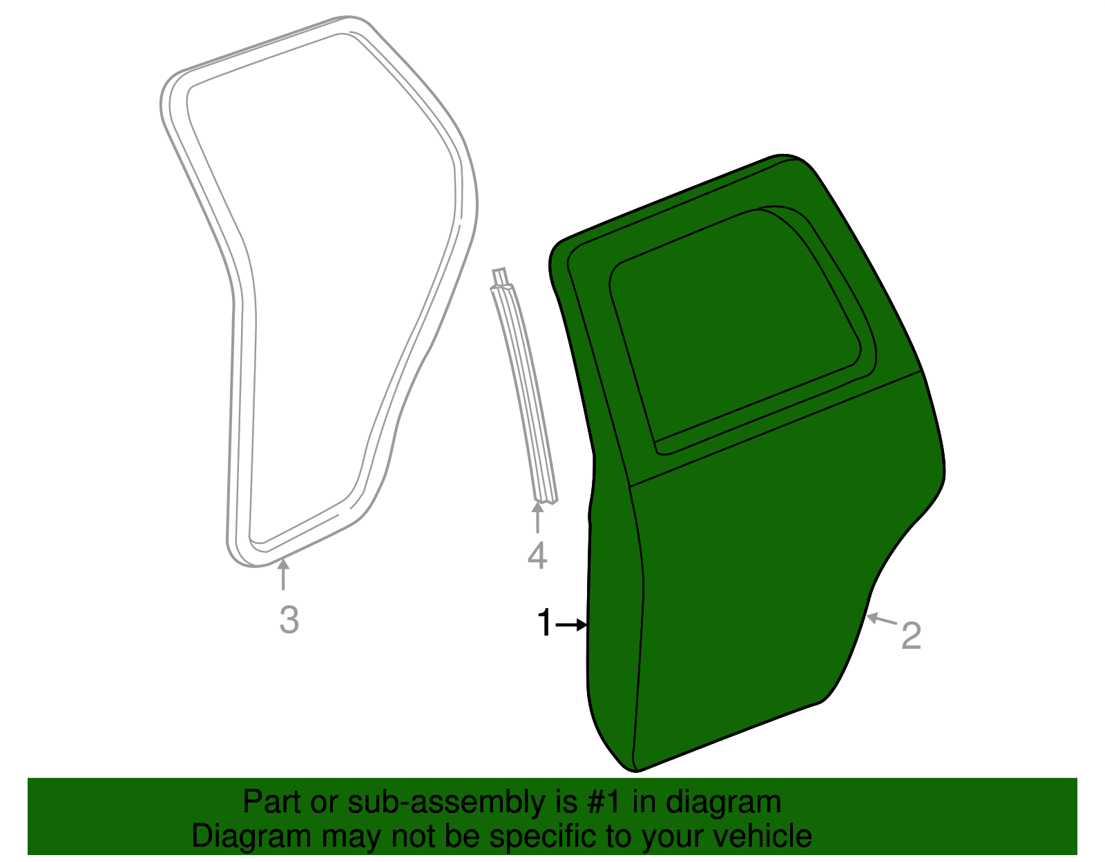 Passenger Side Rear Door with Reinforcements, Bar, and Bracket - GM (89023022)