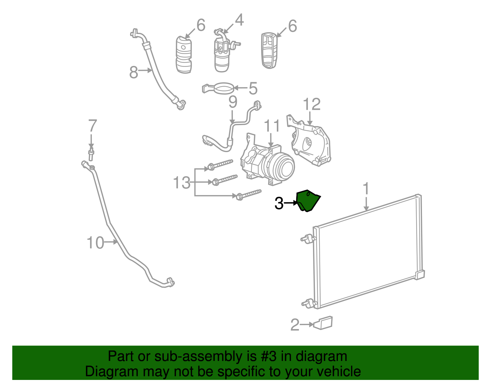 Driver Side Air Conditioning Condenser Upper Bracket - GM (52481716)