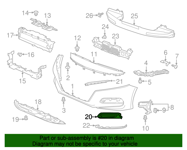 18 Honda Accord Cover L Front Fog Light Tva A10 Hondapartswd