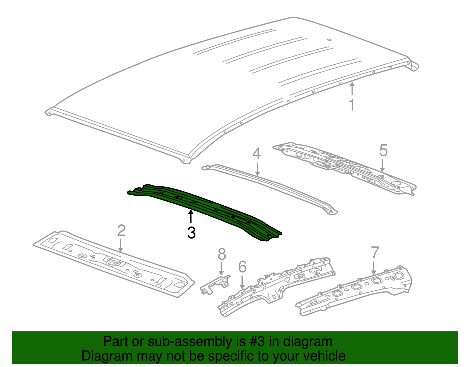 Number 1 Roof Panel Bow - GM (95242255)