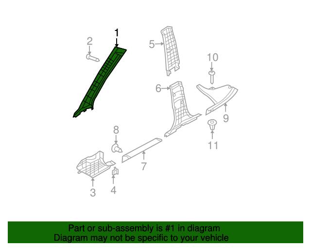 Left Front Genuine Hyundai 85810-33610-EH Pillar Trim Assembly
