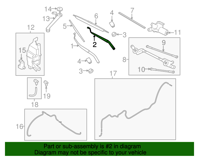 20142020 Nissan Rogue Wiper Arm 288816FL0A Nissan Parts Plus