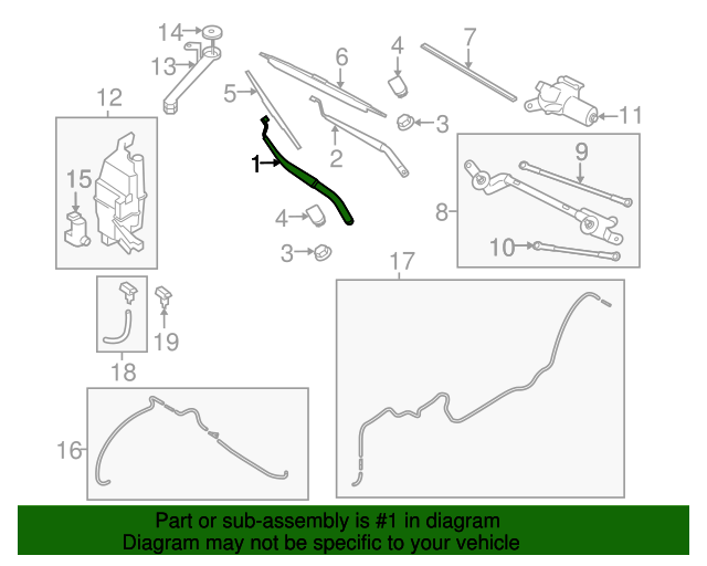 20142020 Nissan Rogue Arm Assembly Windshield Wiper 288866FL0A