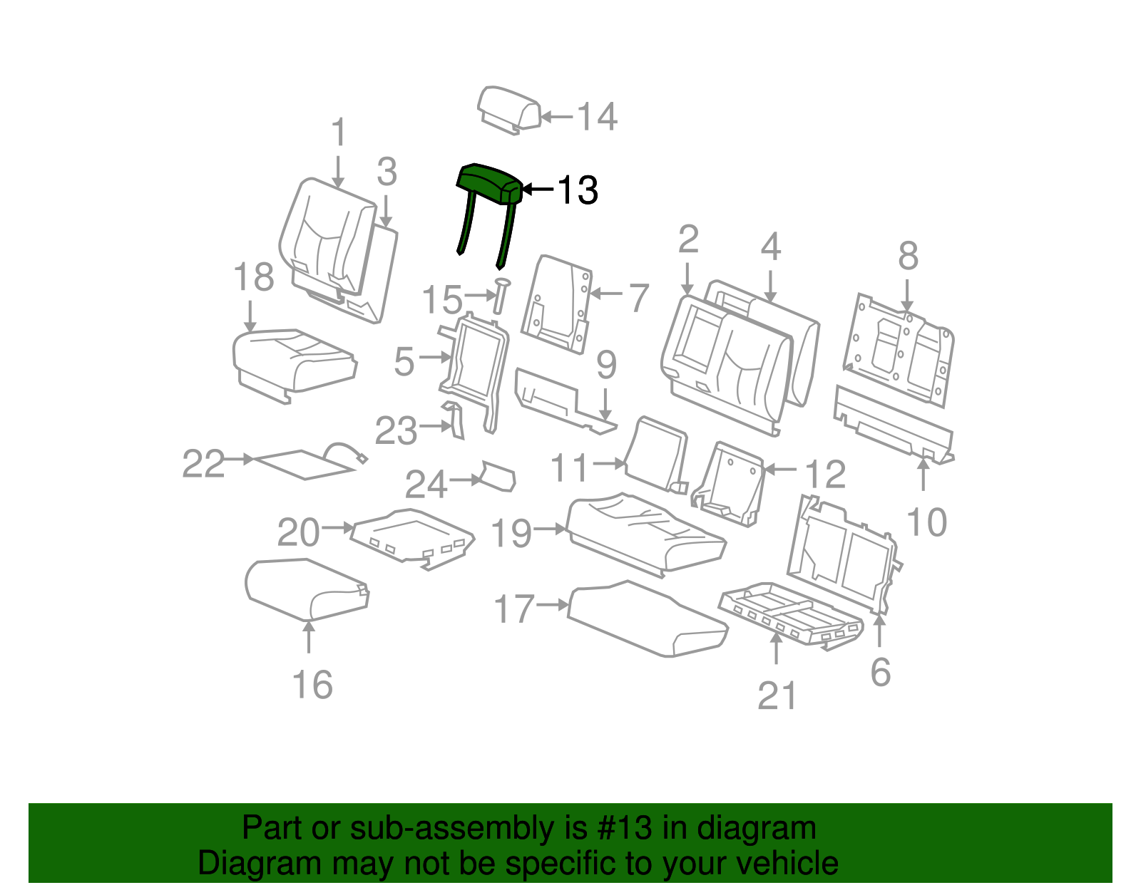 Brick Rear Seat Head Restraint (19127986)