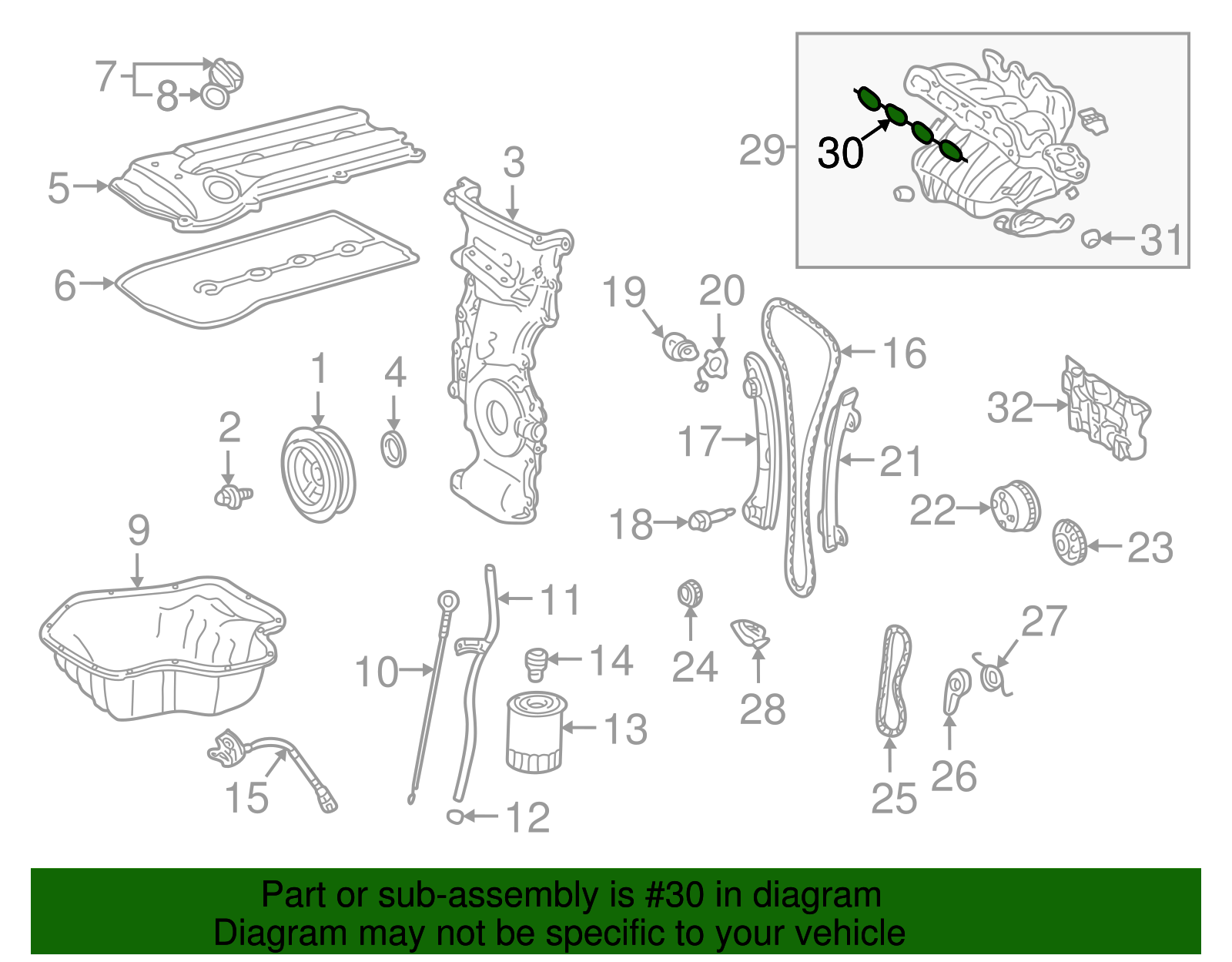 Engine Intake Manifold Gasket - Scion (17177-0H020)