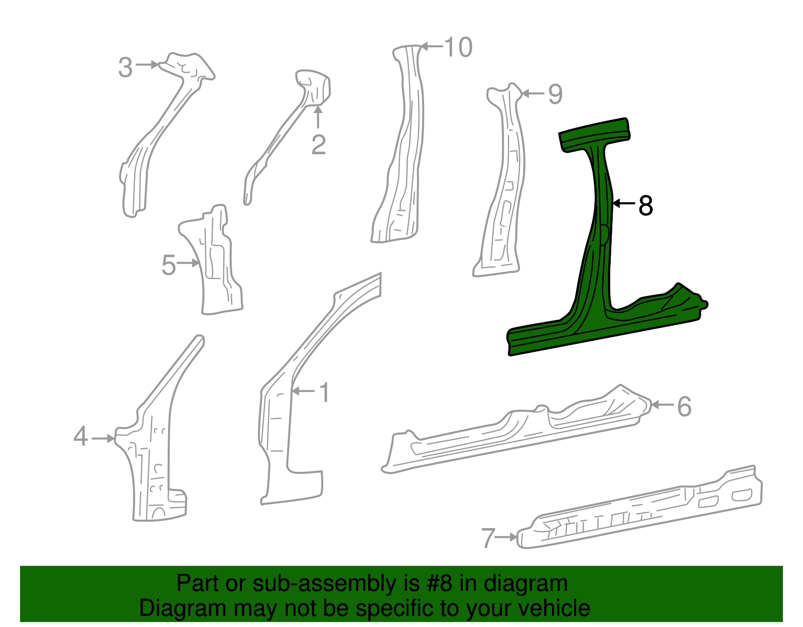 Center Pillar - Ford (YF1Z-74211A11-AA)