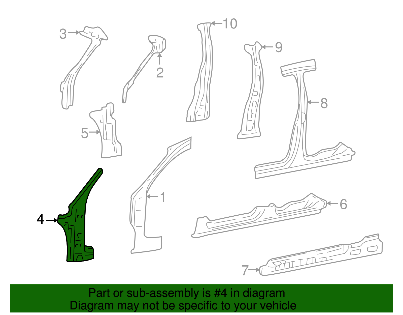 Lower Pillar - Ford (YF1Z-54025A01-CA)