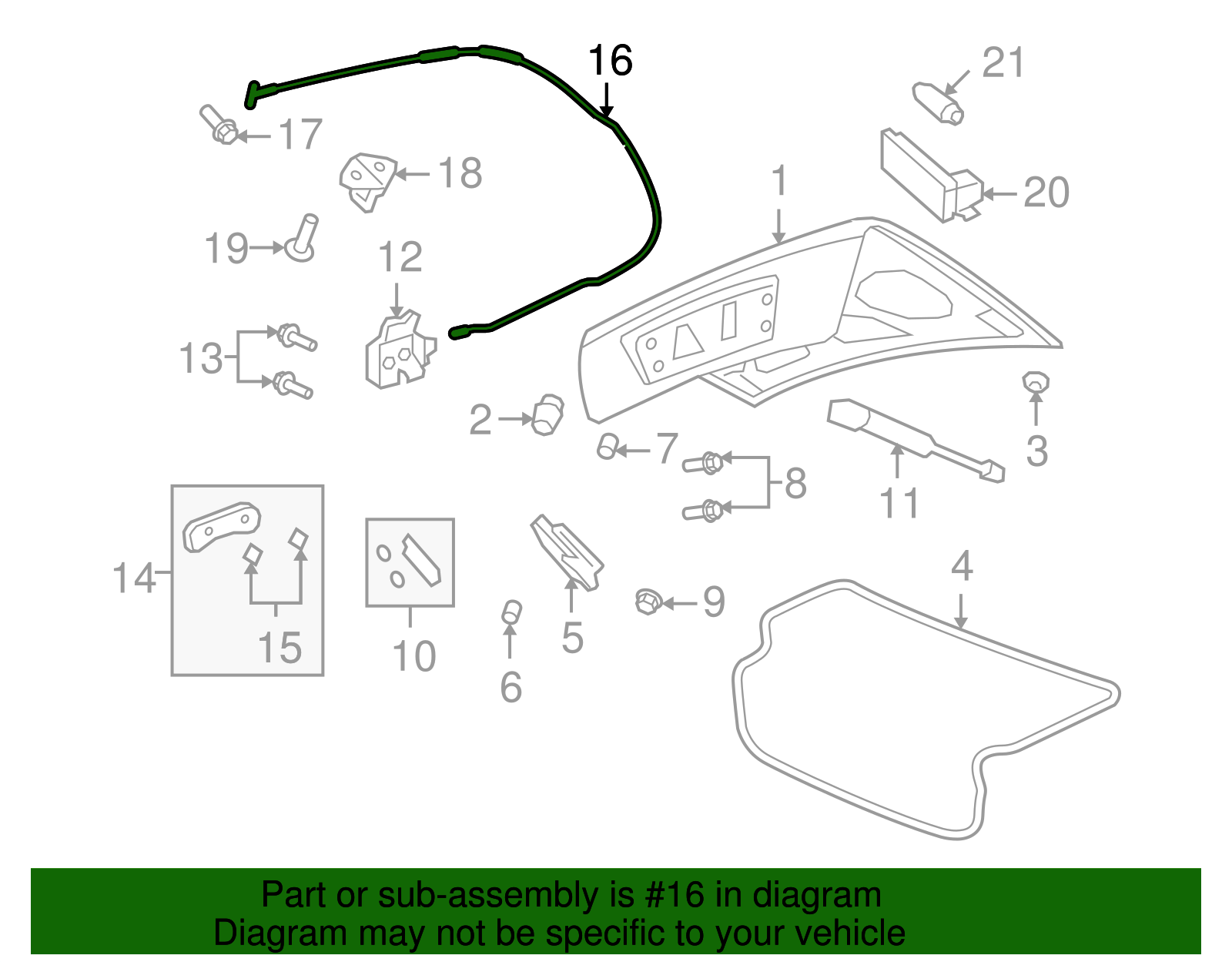 Deck Lid Latch Release Cable - GM (92206016)