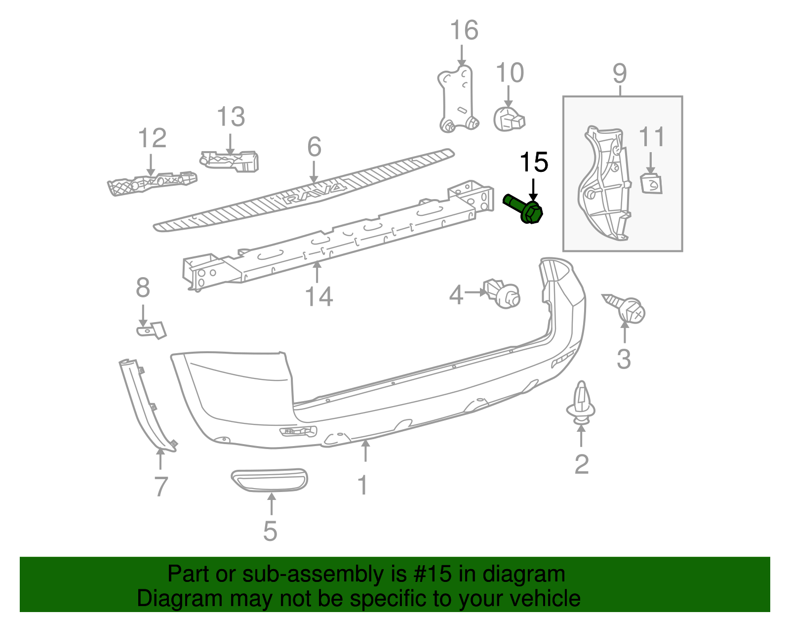 Bumper Cover Reinforcement Beam Bolt - Scion (90119-A0318)