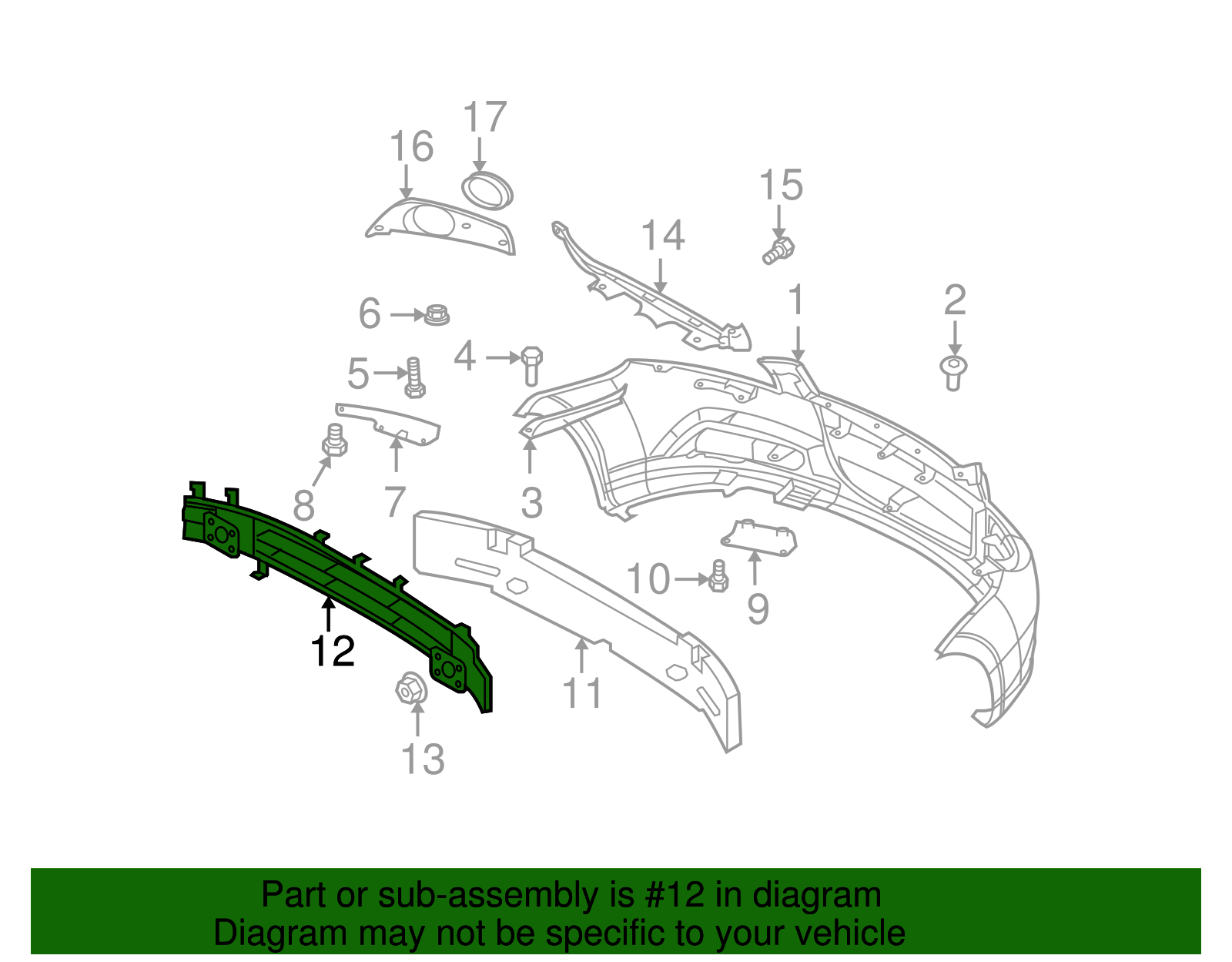 Front Bumper Impact Bar - GM (96808231)