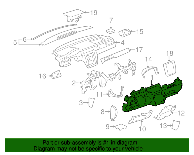 20122013 GM Instrument Panel Storage Compartment 25938044